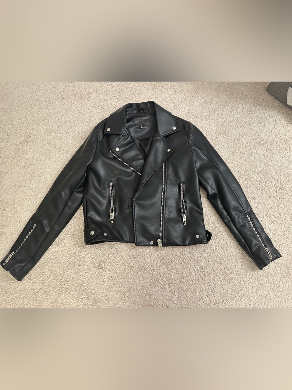 Blank NYC Black Faux Leather Moto Jacket with Silver Hardware